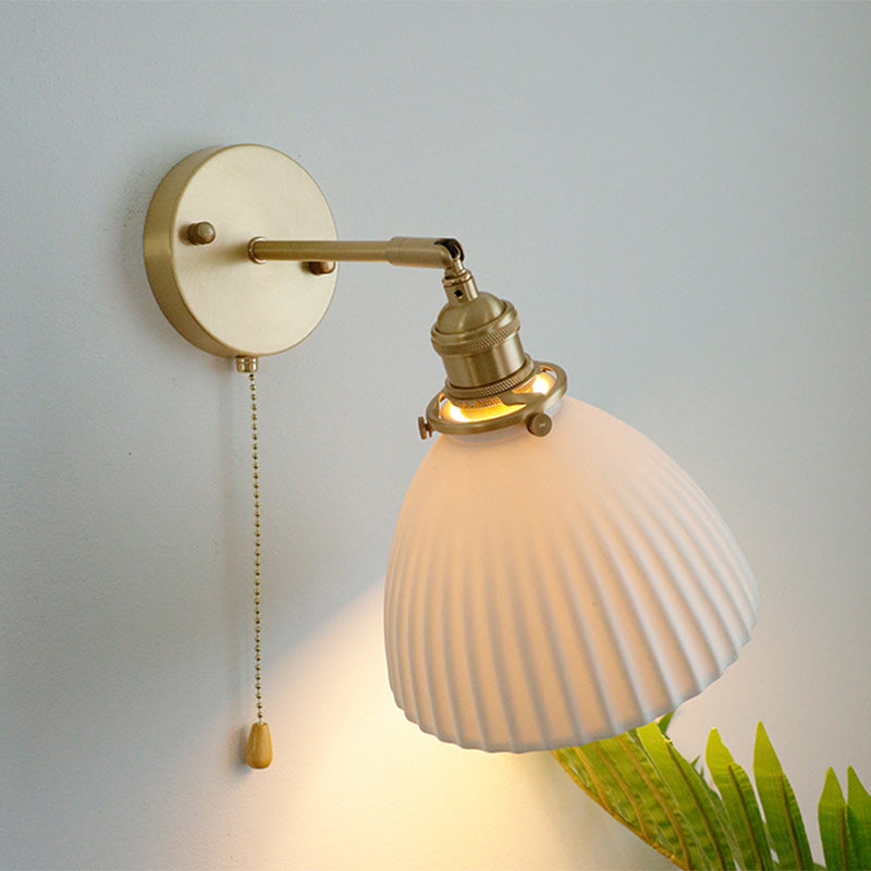 Lampe murale en céramique en cuivre en forme de dôme japonais traditionnel à 1 lumière pour salon 