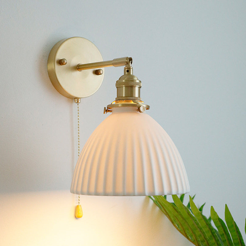 Lampe murale en céramique en cuivre en forme de dôme japonais traditionnel à 1 lumière pour salon 