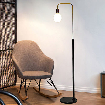 Contemporary Nordic Column Iron Marble Glass 1-Light Standing Floor Lamp For Living Room