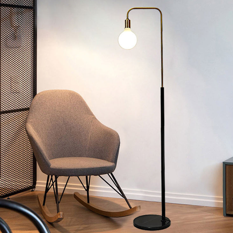 Contemporary Nordic Column Iron Marble Glass 1-Light Standing Floor Lamp For Living Room