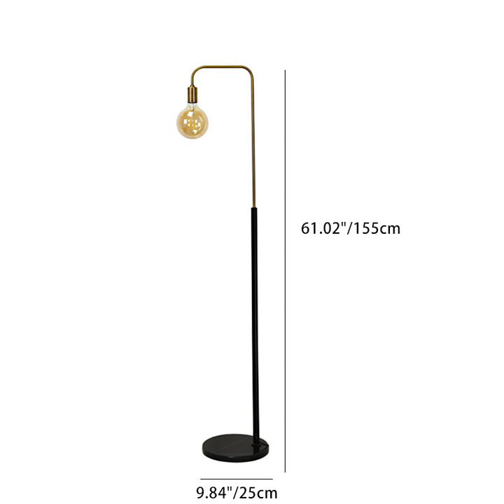 Lampe de sol contemporaine nordique en colonne de fer, marbre et verre 1-lumière pour salon 