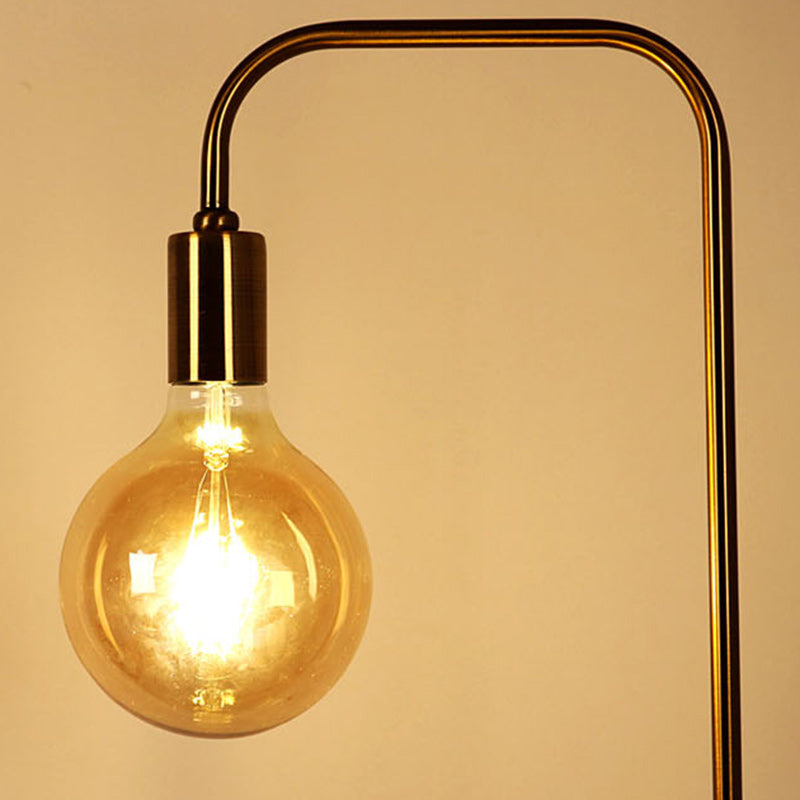 Lampe de sol contemporaine nordique en colonne de fer, marbre et verre 1-lumière pour salon 