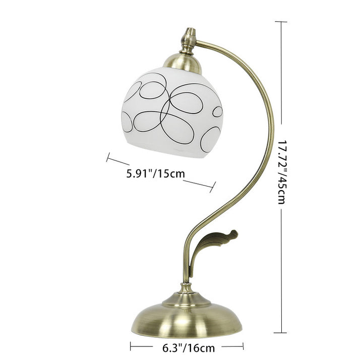 Traditionelle Tiffany Dome Iron Glass 1-Licht Tischlampe für Wohnzimmer 
