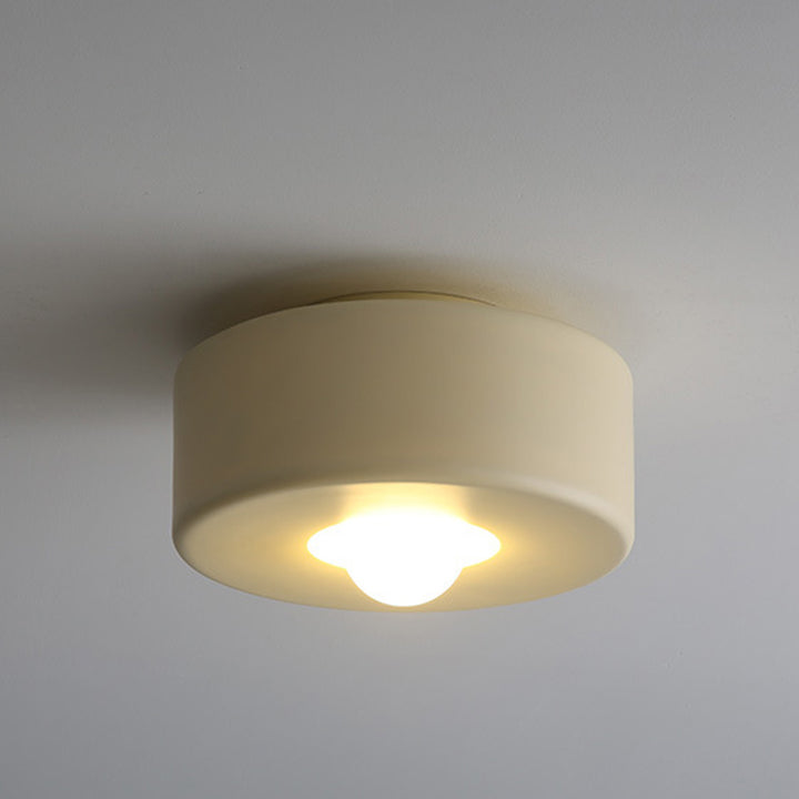 Plafonnier à montage encastré à 1 lumière en résine de cylindre nordique contemporain pour salon 