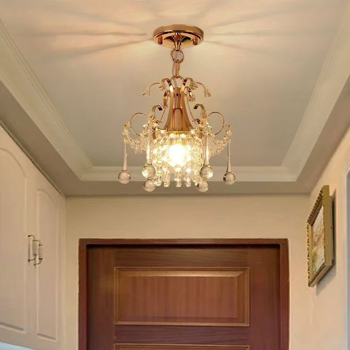 Lámpara colgante contemporánea de lujo en forma de lágrima de hierro y cristal de 1 luz para sala de estar 