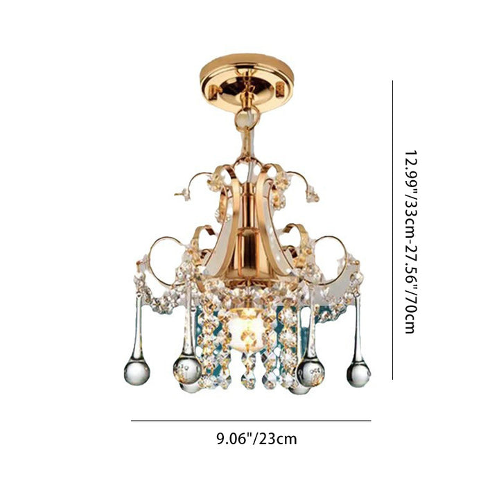 Lámpara colgante contemporánea de lujo en forma de lágrima de hierro y cristal de 1 luz para sala de estar 
