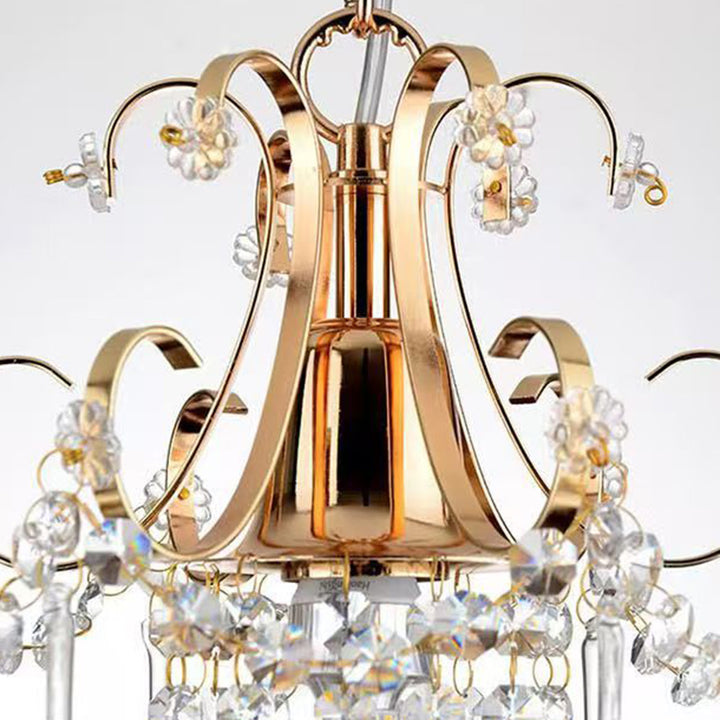 Lámpara colgante contemporánea de lujo en forma de lágrima de hierro y cristal de 1 luz para sala de estar 