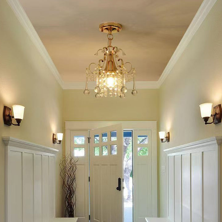 Lámpara colgante contemporánea de lujo en forma de lágrima de hierro y cristal de 1 luz para sala de estar 