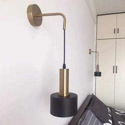 Moderne minimalistische zylindrische Eisen-Wandleuchte mit 1 Licht für das Wohnzimmer 