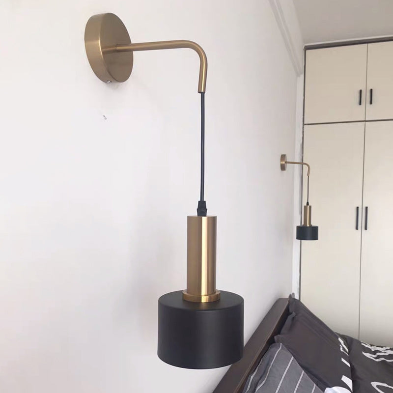 Moderne minimalistische zylindrische Eisen-Wandleuchte mit 1 Licht für das Wohnzimmer 