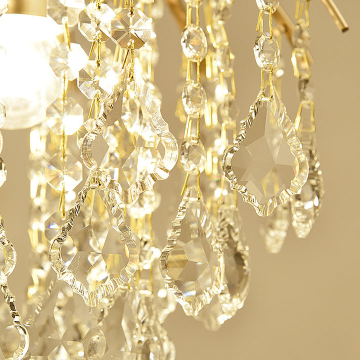 Zeitgenössische Luxus-Tropfenform Eisen Kristall 1-Licht Semi-Flush Mount Deckenleuchte für Wohnzimmer 