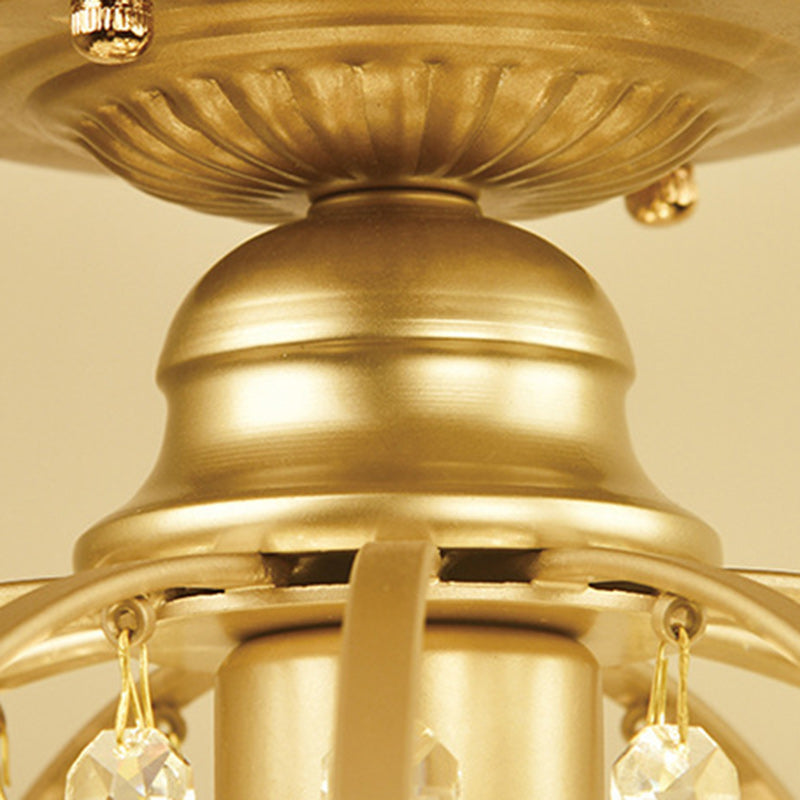 Zeitgenössische Luxus-Tropfenform Eisen Kristall 1-Licht Semi-Flush Mount Deckenleuchte für Wohnzimmer 
