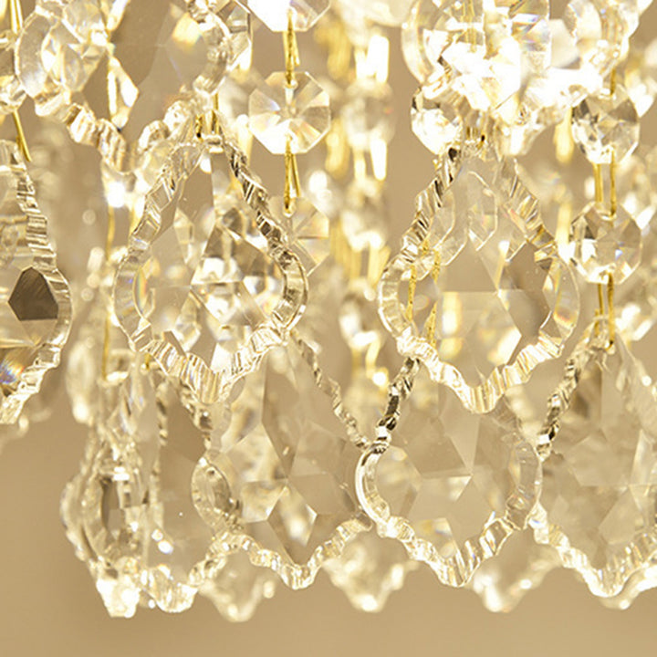 Zeitgenössische Luxus-Tropfenform Eisen Kristall 1-Licht Semi-Flush Mount Deckenleuchte für Wohnzimmer 
