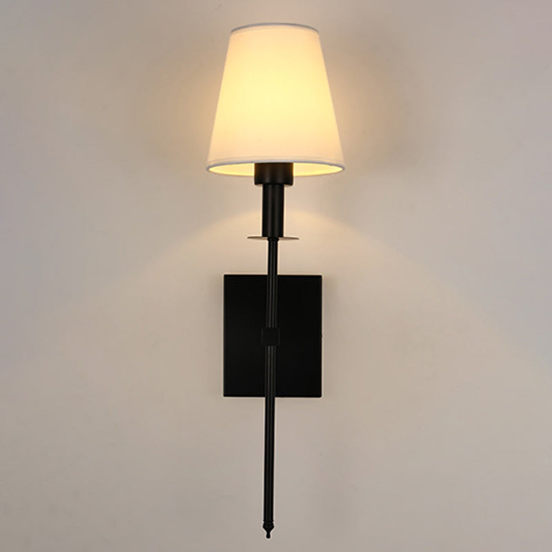 Zeitgenössische Nordische Trommel Eisen Stoff 1-Licht Wandleuchte für Wohnzimmer 