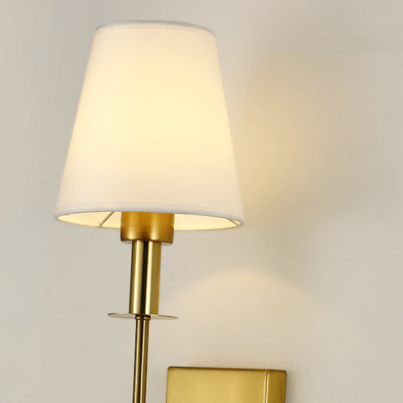 Zeitgenössische Nordische Trommel Eisen Stoff 1-Licht Wandleuchte für Wohnzimmer 