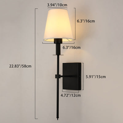 Zeitgenössische Nordische Trommel Eisen Stoff 1-Licht Wandleuchte für Wohnzimmer 
