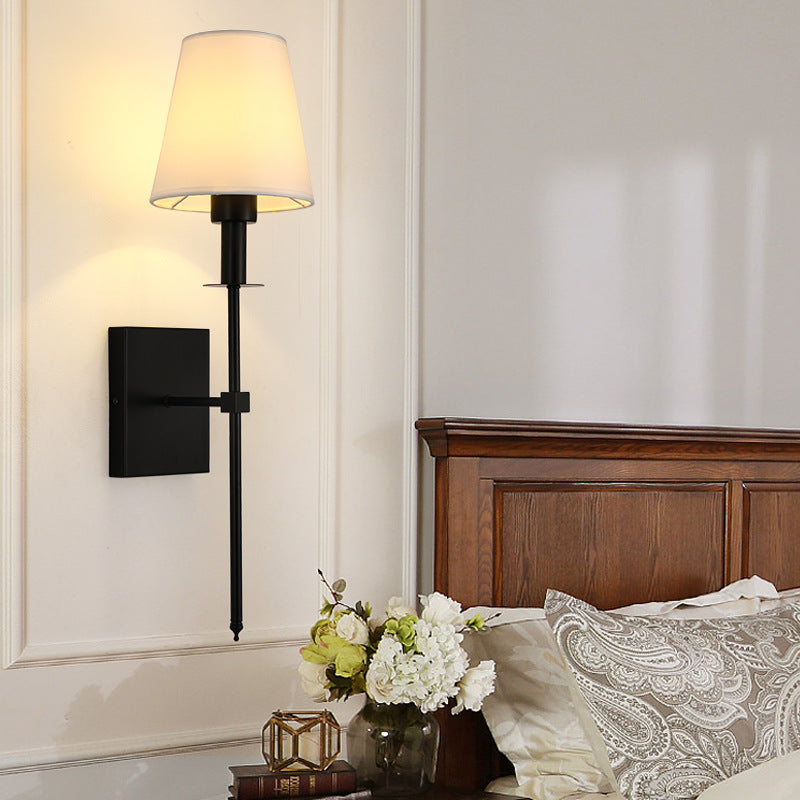 Zeitgenössische Nordische Trommel Eisen Stoff 1-Licht Wandleuchte für Wohnzimmer 