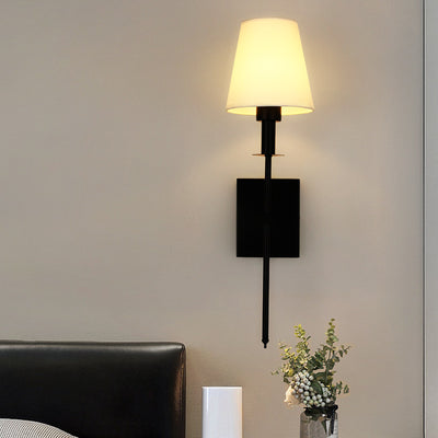 Zeitgenössische Nordische Trommel Eisen Stoff 1-Licht Wandleuchte für Wohnzimmer 