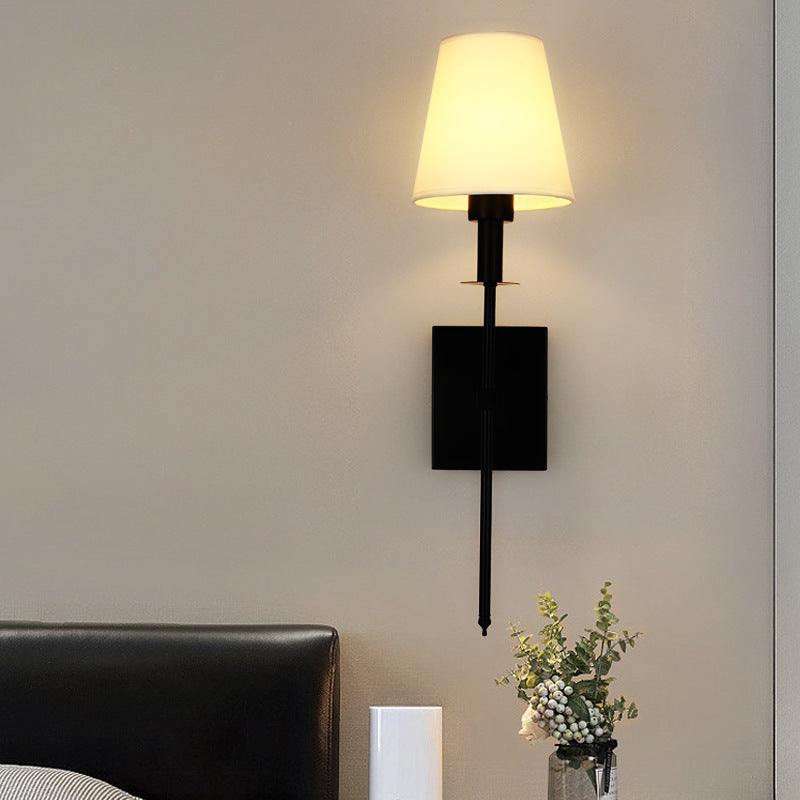 Zeitgenössische Nordische Trommel Eisen Stoff 1-Licht Wandleuchte für Wohnzimmer 
