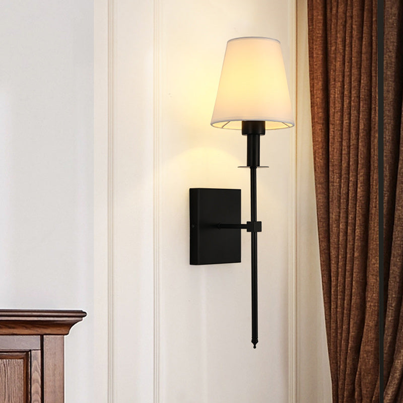 Zeitgenössische Nordische Trommel Eisen Stoff 1-Licht Wandleuchte für Wohnzimmer 