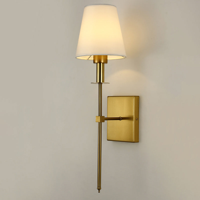 Zeitgenössische Nordische Trommel Eisen Stoff 1-Licht Wandleuchte für Wohnzimmer 
