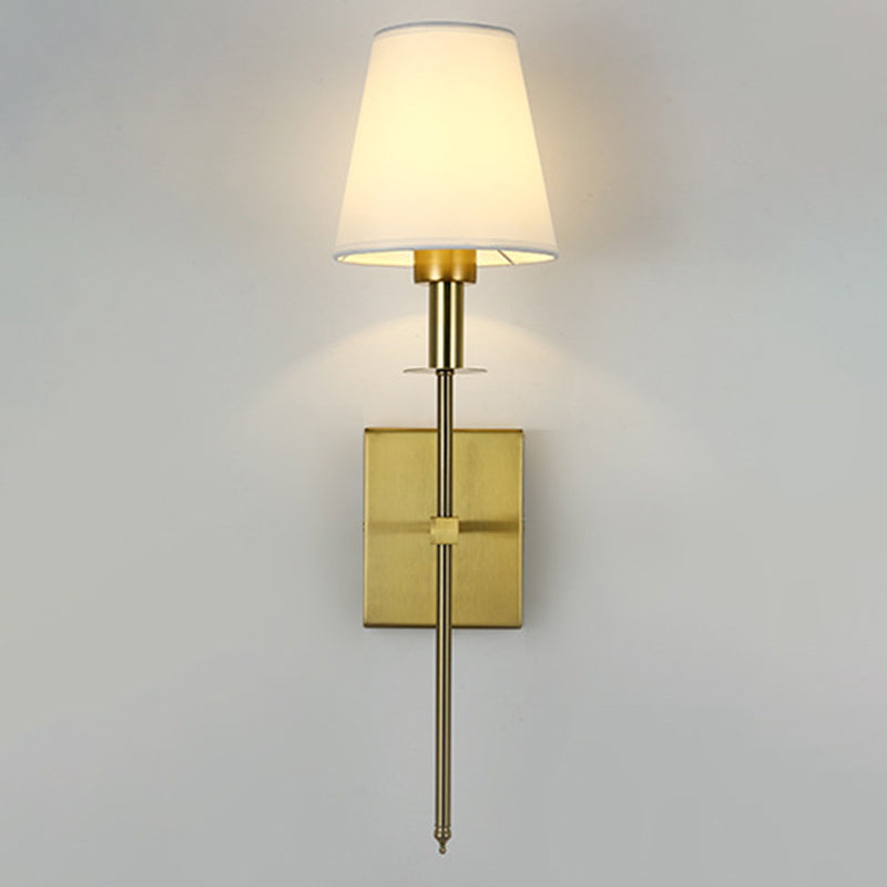 Zeitgenössische Nordische Trommel Eisen Stoff 1-Licht Wandleuchte für Wohnzimmer 