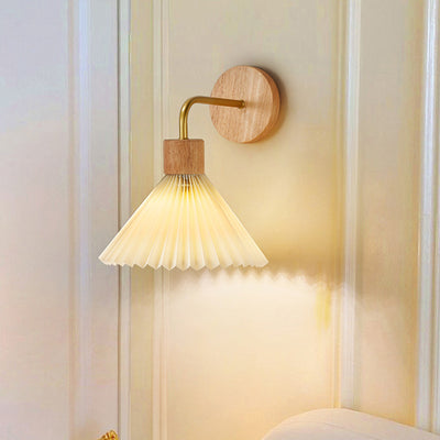 Lámpara de pared contemporánea nórdica de cono de hierro y tela con 1 luz para sala de estar 