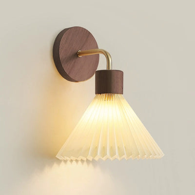 Lámpara de pared contemporánea nórdica de cono de hierro y tela con 1 luz para sala de estar 