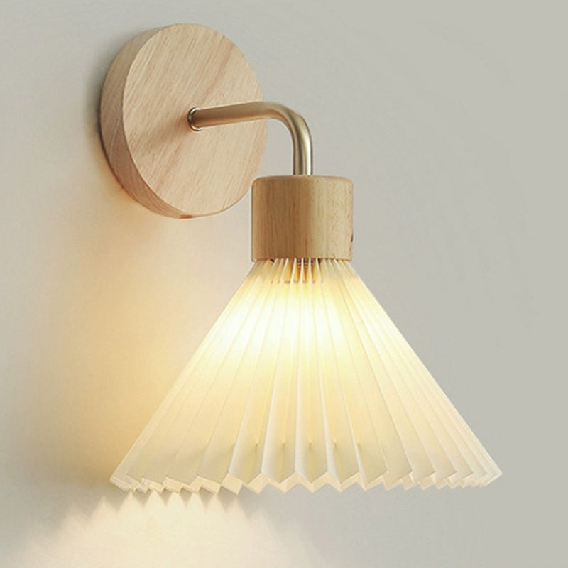 Lámpara de pared contemporánea nórdica de cono de hierro y tela con 1 luz para sala de estar 