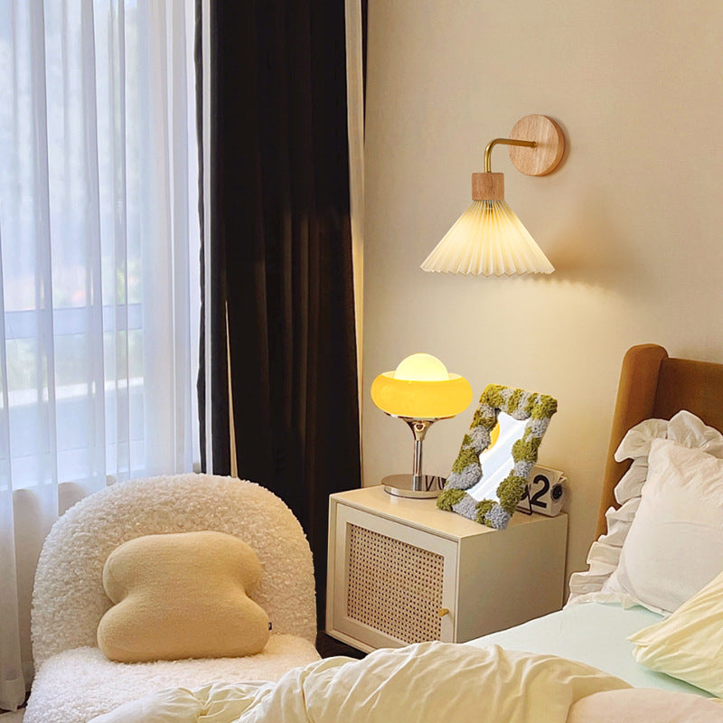 Lámpara de pared contemporánea nórdica de cono de hierro y tela con 1 luz para sala de estar 