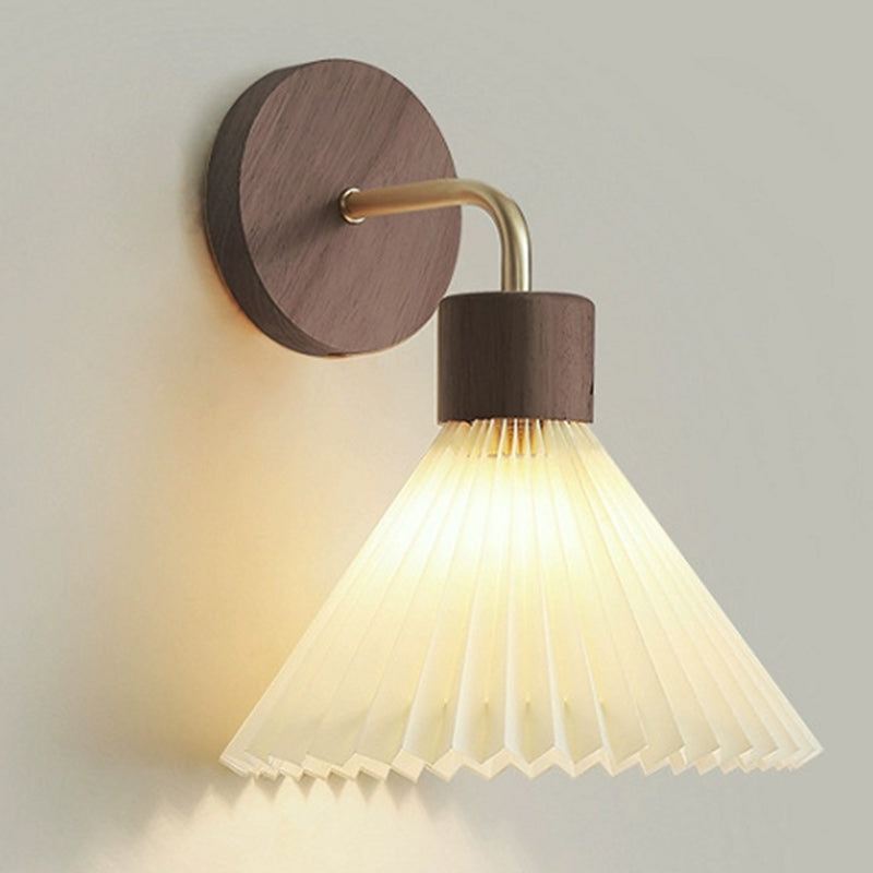 Lámpara de pared contemporánea nórdica de cono de hierro y tela con 1 luz para sala de estar 