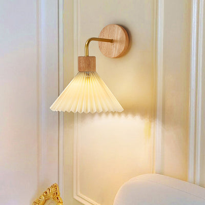 Lámpara de pared contemporánea nórdica de cono de hierro y tela con 1 luz para sala de estar 