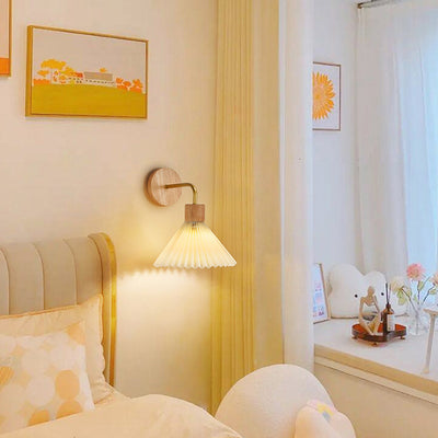 Lámpara de pared contemporánea nórdica de cono de hierro y tela con 1 luz para sala de estar 