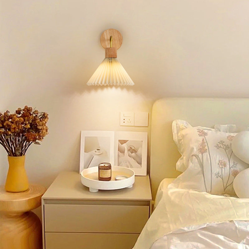 Lámpara de pared contemporánea nórdica de cono de hierro y tela con 1 luz para sala de estar 