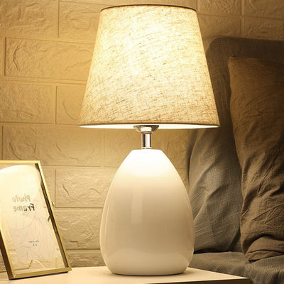 Lampe de table contemporaine en tissu de fer à tambour nordique 1 lumière pour salon 