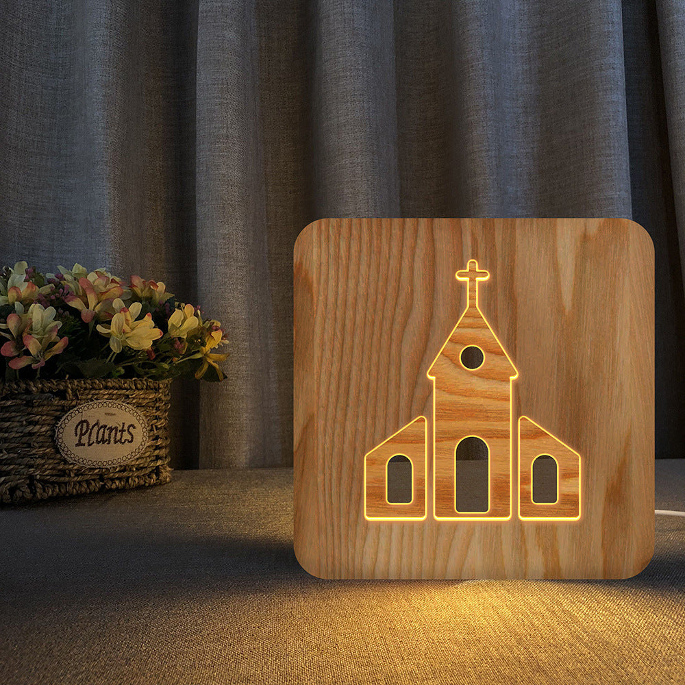 Zeitgenössische skandinavische quadratische Holz-LED-Tischlampe für das Wohnzimmer 