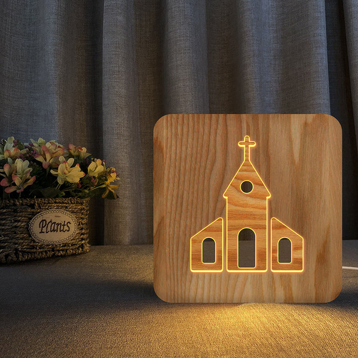 Zeitgenössische skandinavische quadratische Holz-LED-Tischlampe für das Wohnzimmer 