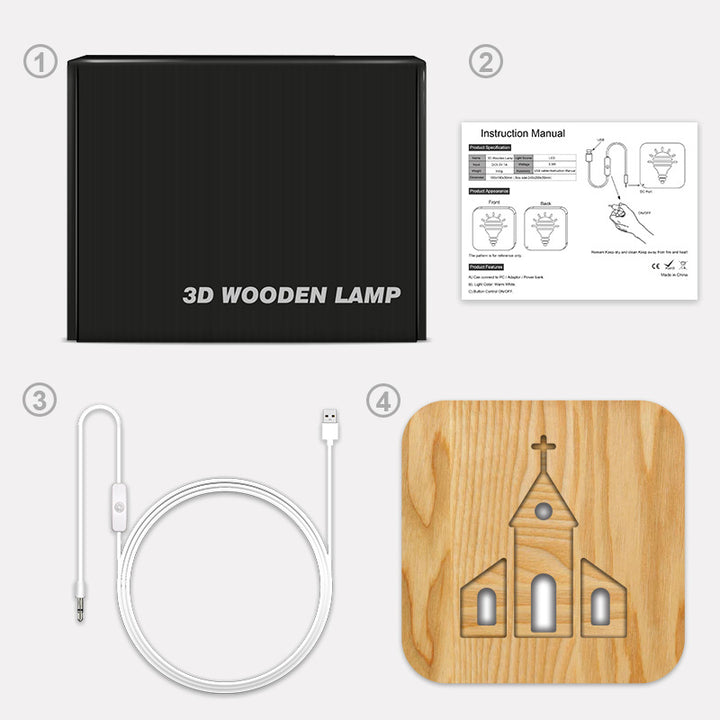Zeitgenössische skandinavische quadratische Holz-LED-Tischlampe für das Wohnzimmer 