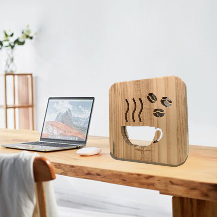 Lampe de table LED en bois carré créatif contemporain pour salon 