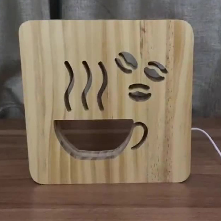 Lampe de table LED en bois carré créatif contemporain pour salon 