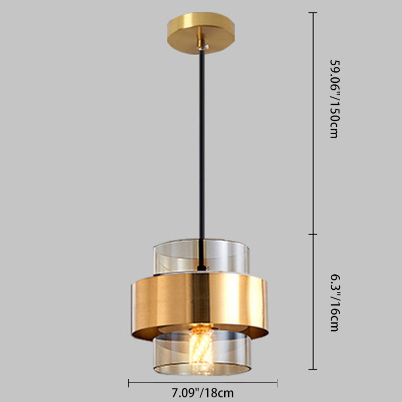 Zeitgenössische skandinavische Zylinder Eisen Glas 1-Licht Pendelleuchte für Schlafzimmer 