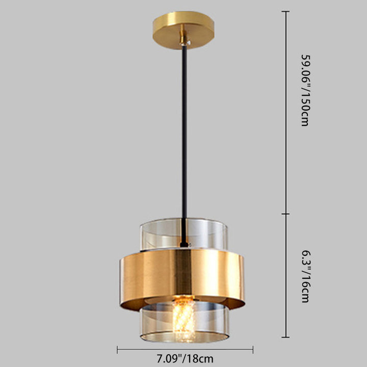 Zeitgenössische skandinavische Zylinder Eisen Glas 1-Licht Pendelleuchte für Schlafzimmer 