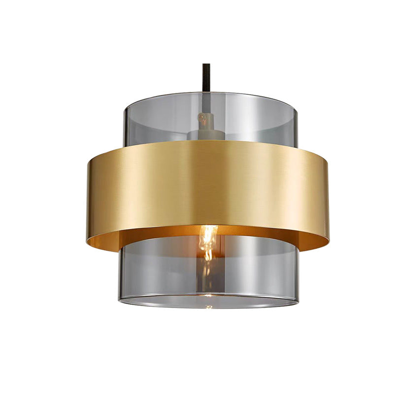 Zeitgenössische skandinavische Zylinder Eisen Glas 1-Licht Pendelleuchte für Schlafzimmer 