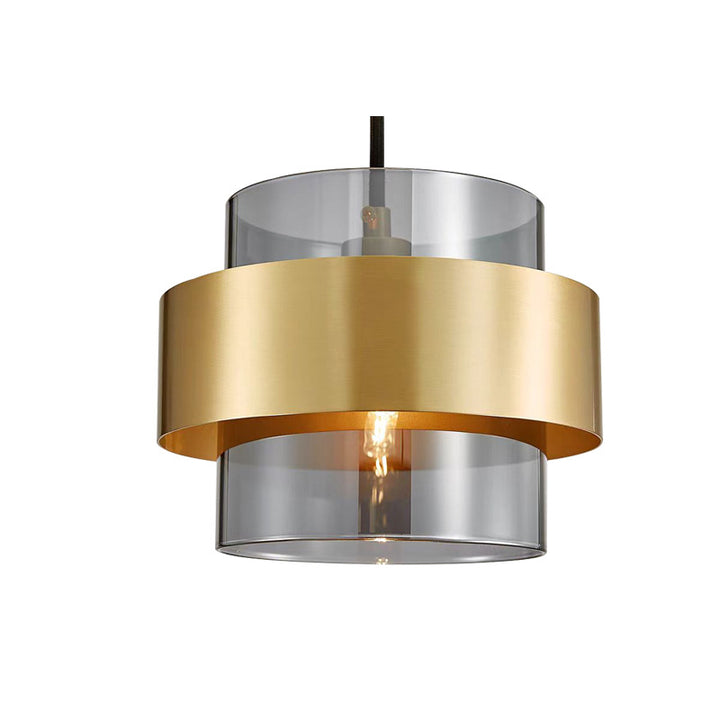 Zeitgenössische skandinavische Zylinder Eisen Glas 1-Licht Pendelleuchte für Schlafzimmer 