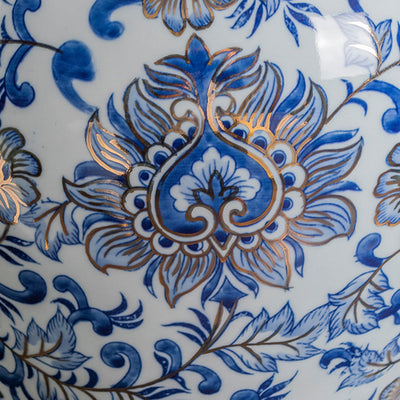 Lampe de Table 1 Lumière en Tissu Céramique avec Tambour Chinois Traditionnel pour Salon 