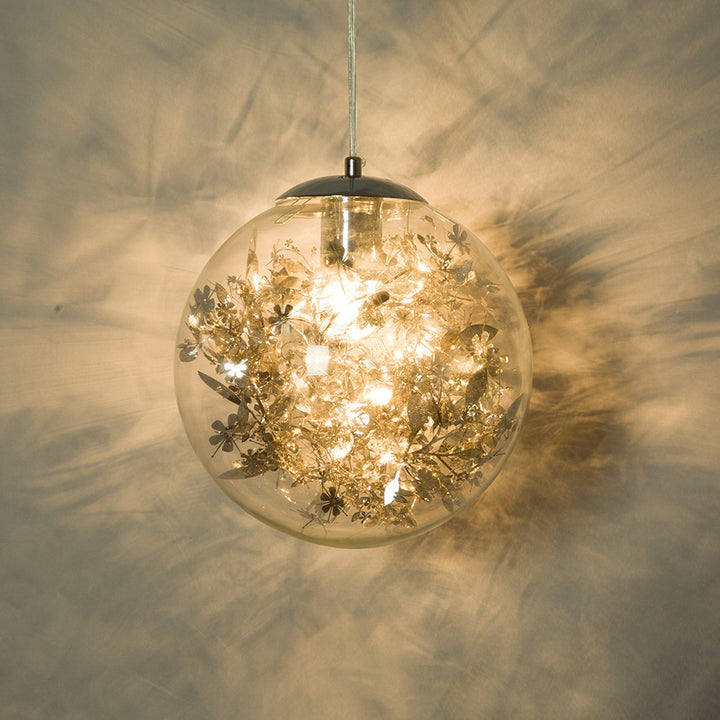 Zeitgenössische nordische Kugel Eisen Glas 1-Licht Pendelleuchte für Wohnzimmer 