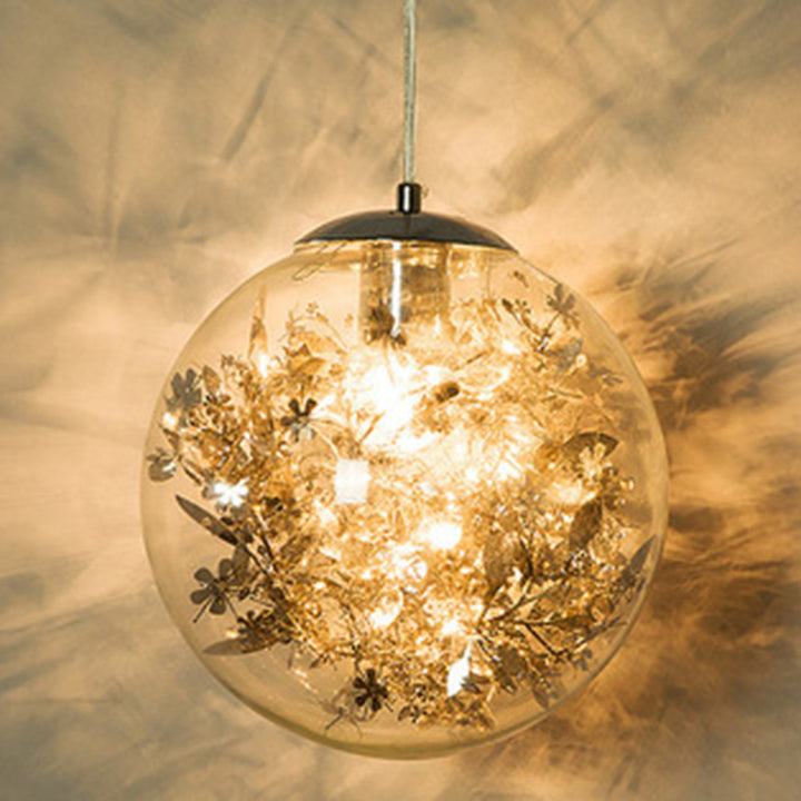 Zeitgenössische nordische Kugel Eisen Glas 1-Licht Pendelleuchte für Wohnzimmer 