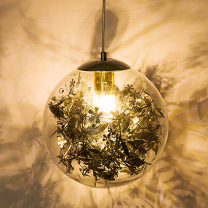 Zeitgenössische nordische Kugel Eisen Glas 1-Licht Pendelleuchte für Wohnzimmer 
