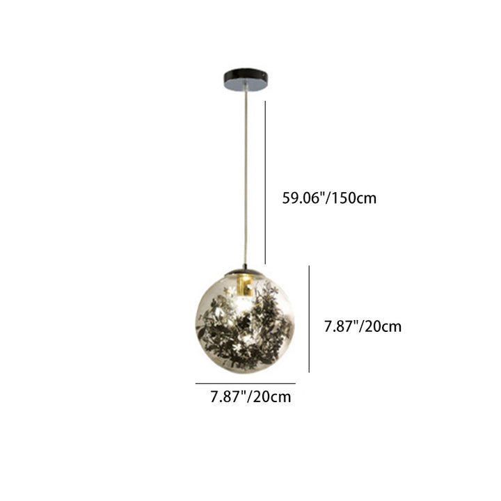 Zeitgenössische nordische Kugel Eisen Glas 1-Licht Pendelleuchte für Wohnzimmer 