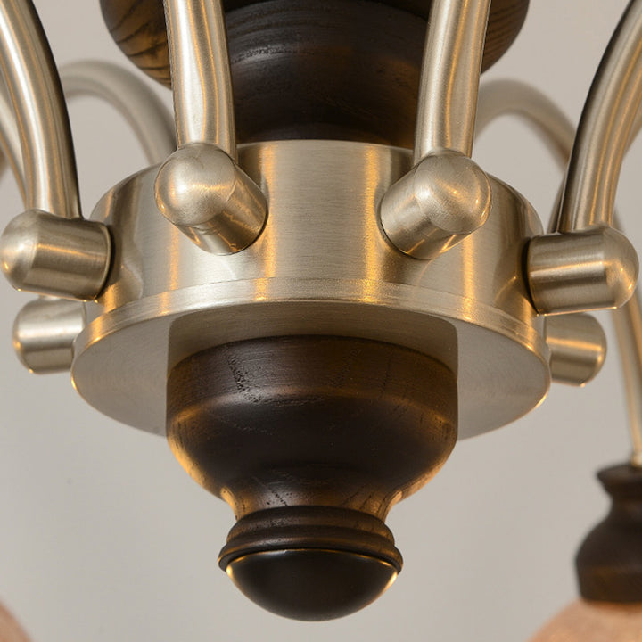 Traditioneller Vintage Blumen Holz Eisen Glas 6/8-Licht Kronleuchter für das Wohnzimmer 